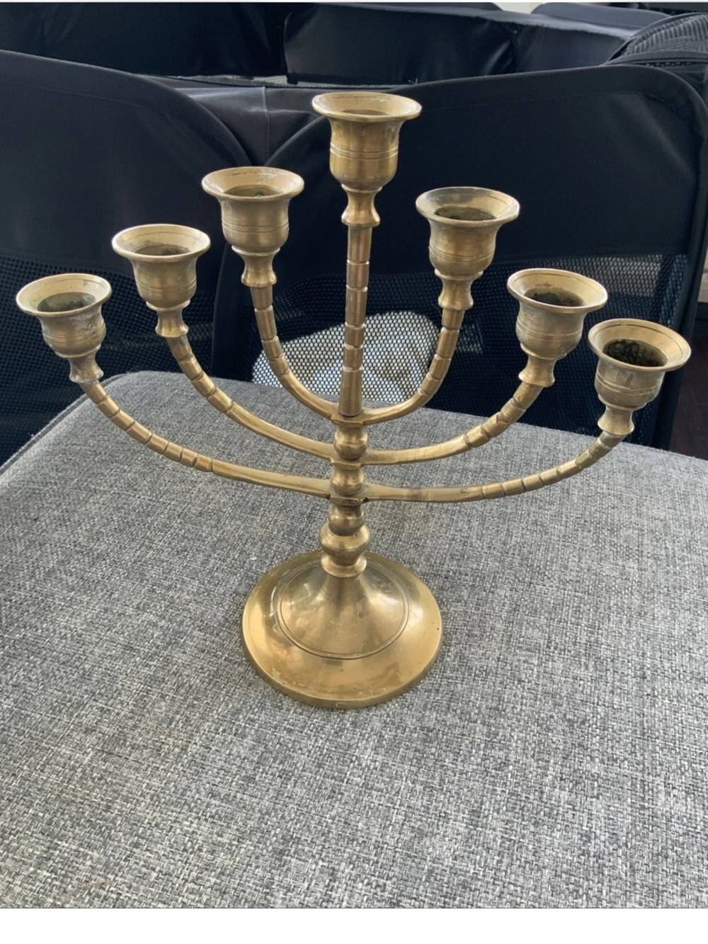Vintage Candelabra 11” Solid Brass 7 Arms Movable Spinning Candle Holder